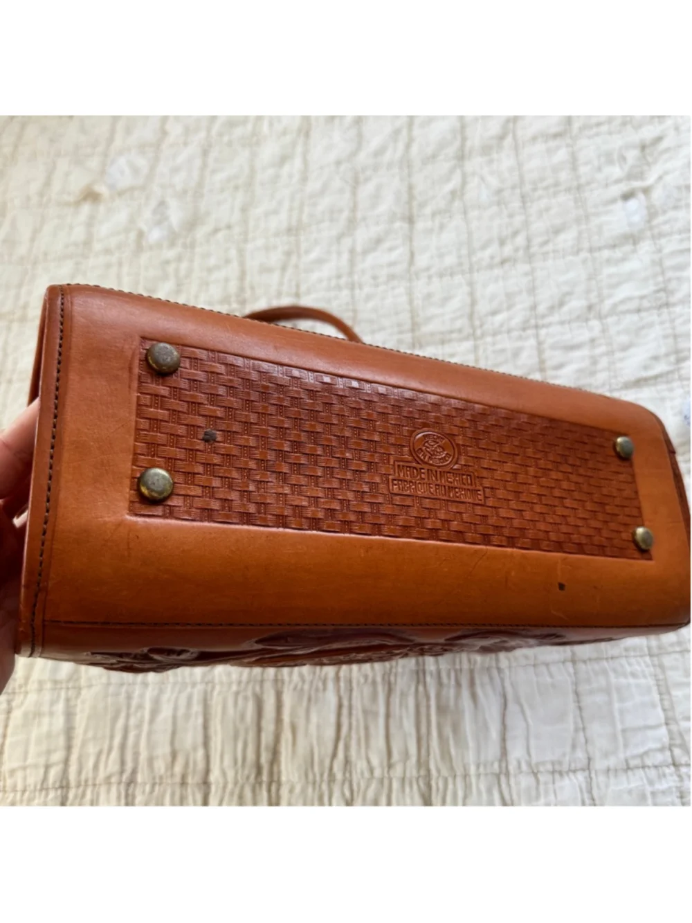 Hand Tooled Leather Purse From Mexico • Intricate Rose and Bird Designs